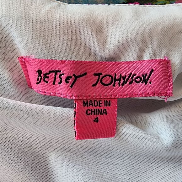 Betsey Johnson Womens 4 Dress Malibu Blue Floral Off The Shoulder Maxi Roses - Picture 6 of 9